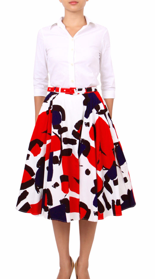 Regular | Jean Arp | White Indian Red | Front-1 | Skirt By Samantha Sung