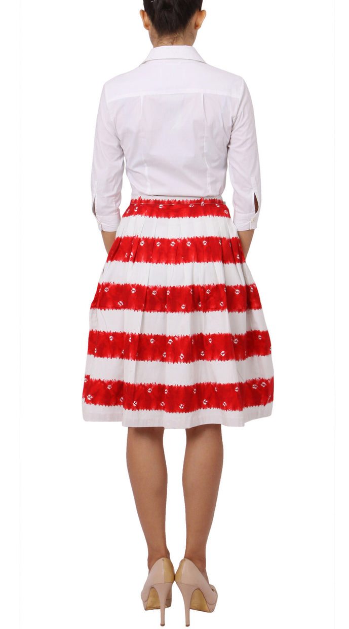 Regular | Kanoko Shibori | White Indian Red | Back | Skirt By Samantha Sung
