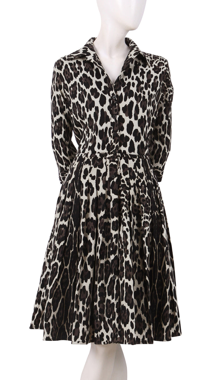 3/4 Sleeve | Kilimanjaro Beige | Beige Black | Front | Shirt Dress By Samantha Sung