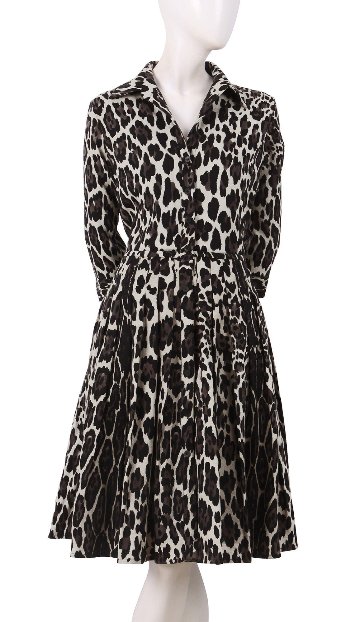 3/4 Sleeve | Kilimanjaro Beige | Beige Black | Front | Shirt Dress By Samantha Sung