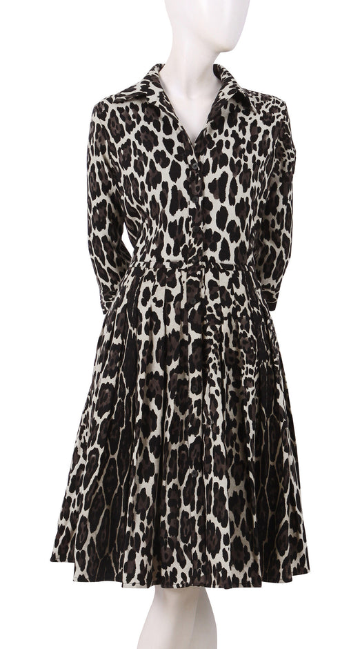 3/4 Sleeve | Kilimanjaro Beige | Beige Black | Front | Shirt Dress By Samantha Sung