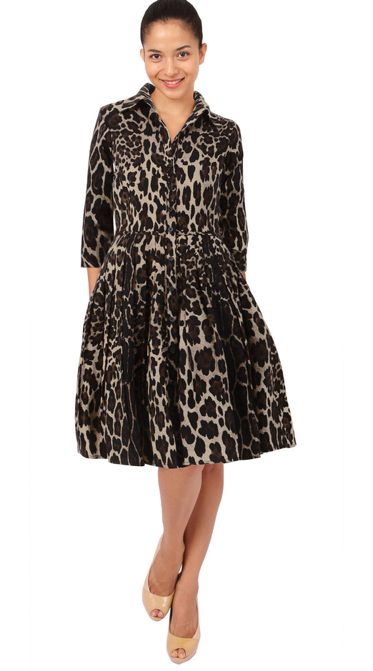 3/4 Sleeve | Kilimanjaro | Camel Black | Style | Shirt Dress By Samantha Sung