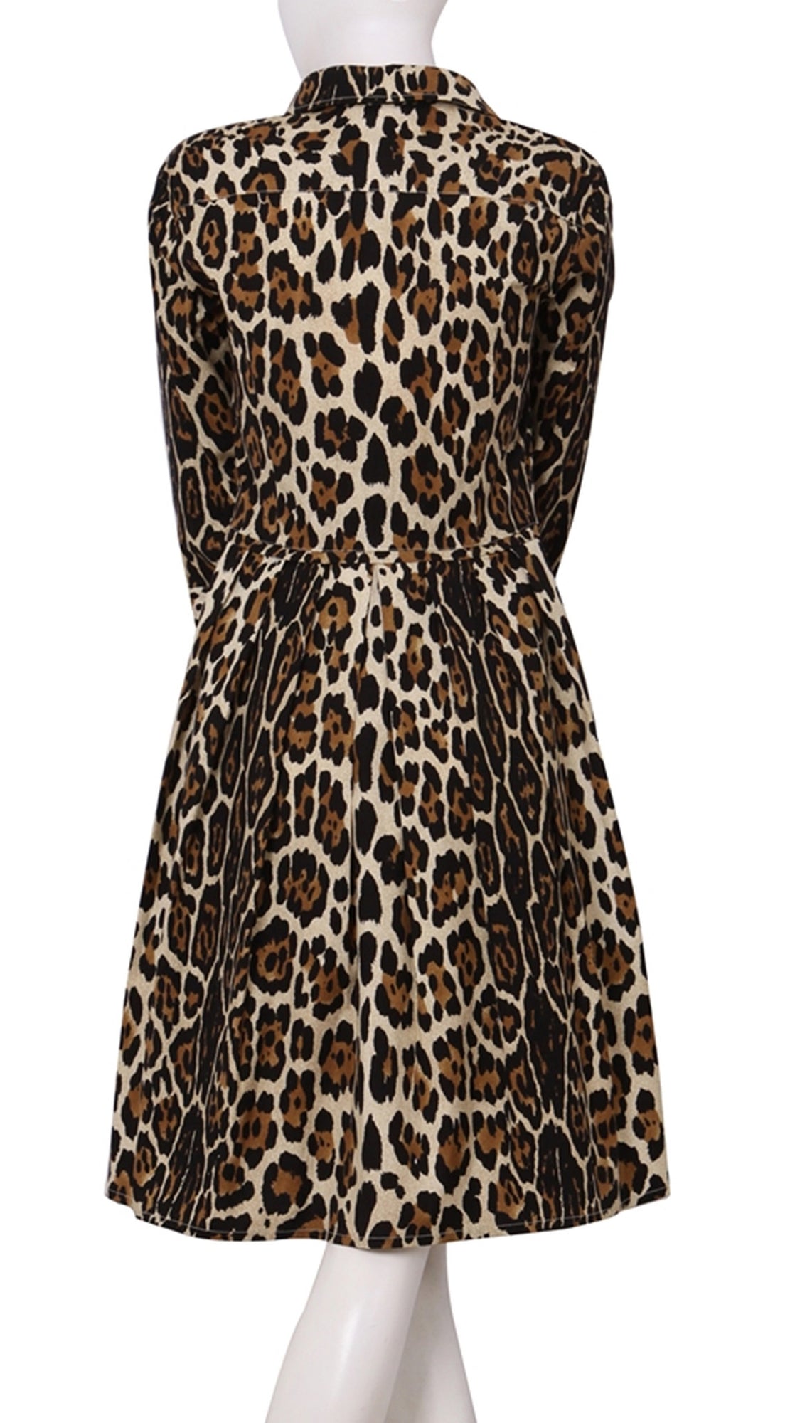 3/4 Sleeve | Kilimanjaro | Camel Black | Back | Shirt Dress By Samantha Sung