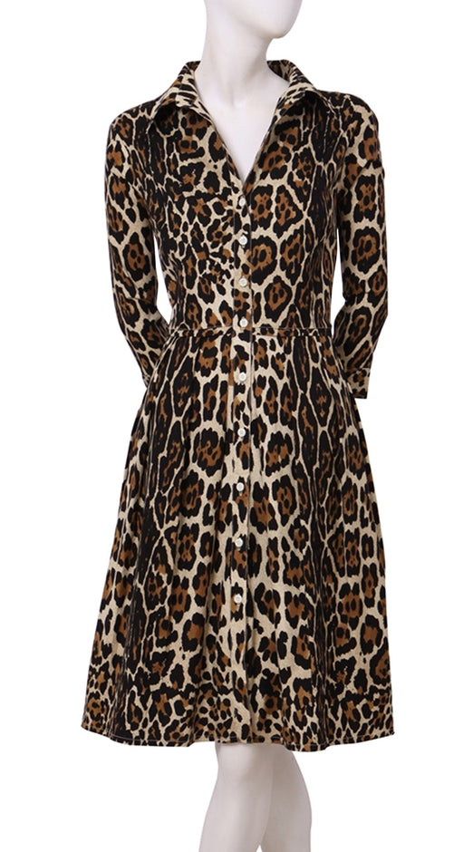 3/4 Sleeve | Kilimanjaro | Camel Black | Front | Shirt Dress By Samantha Sung