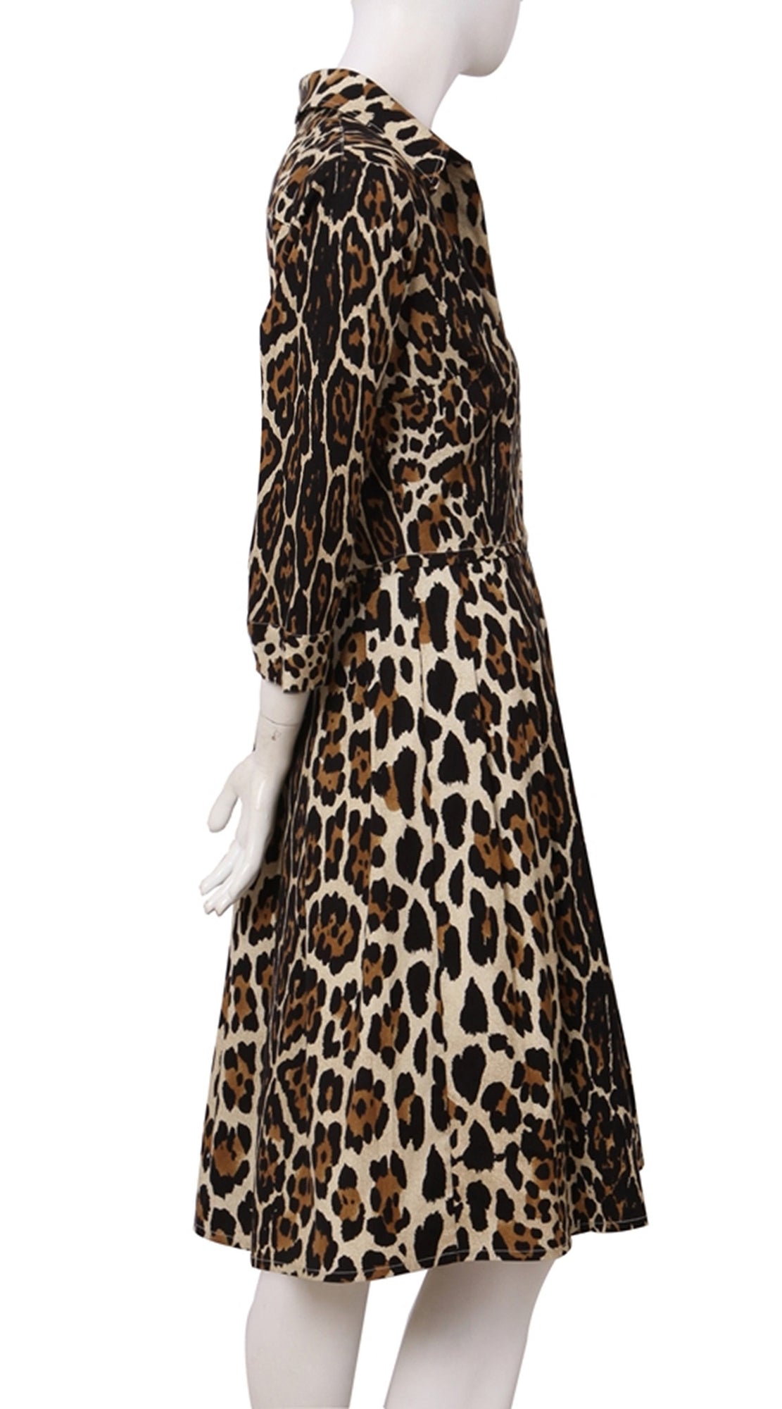 3/4 Sleeve | Kilimanjaro | Camel Black | Right | Shirt Dress By Samantha Sung