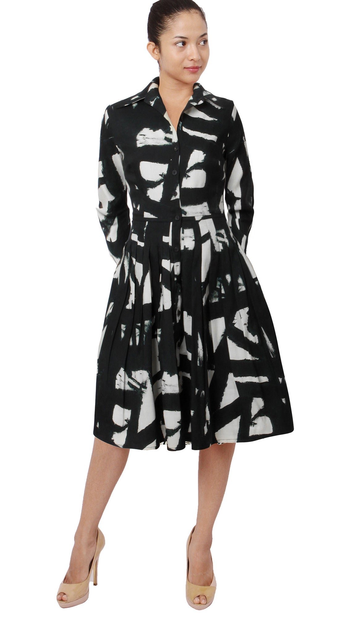 Audrey Dress #2 Shirt Collar 3/4 Sleeve Regular Cotton Stretch (Kline)