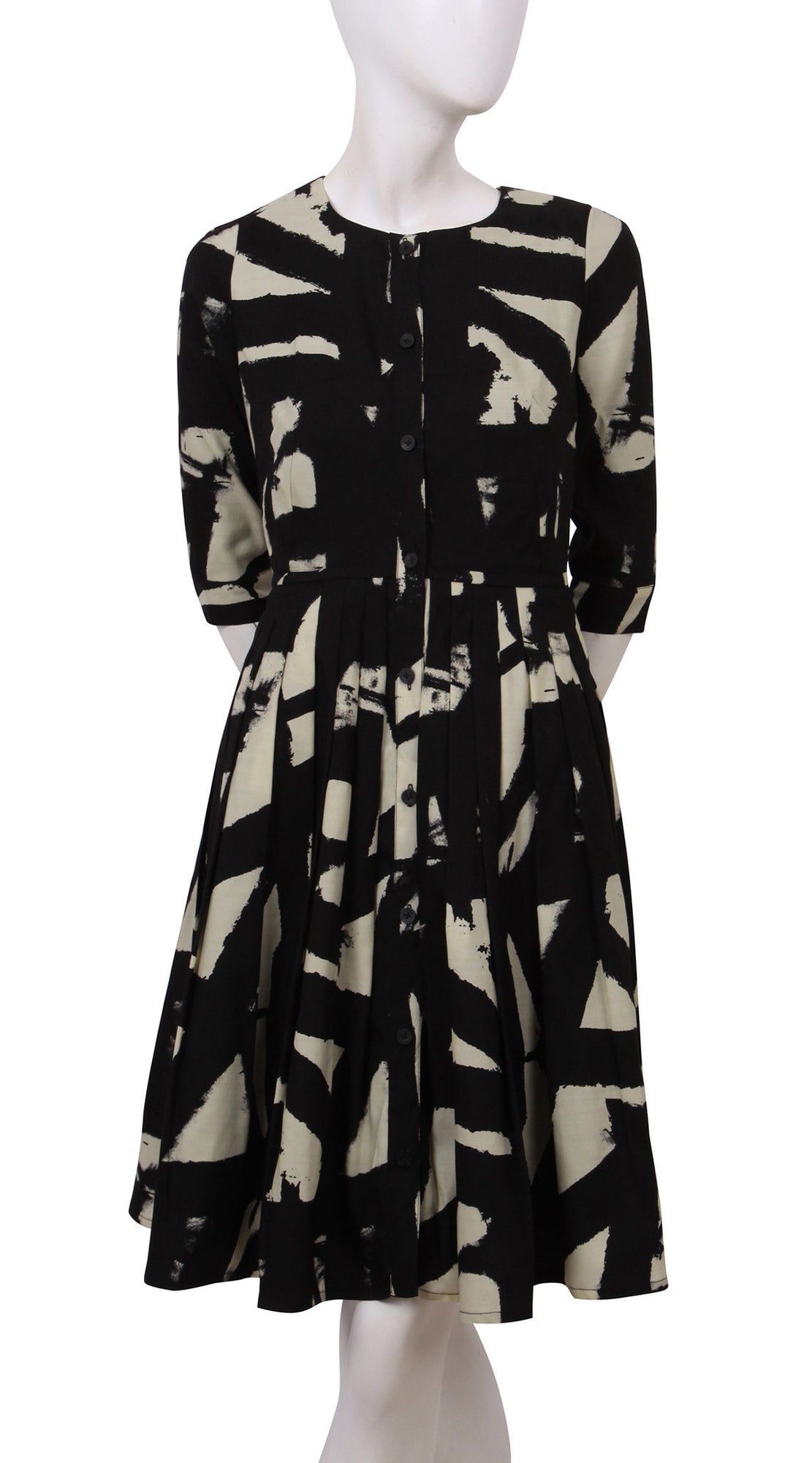 3/4 Sleeve | Kline Dark | Dark Black Ivory | Front | Dress By Samantha Sung