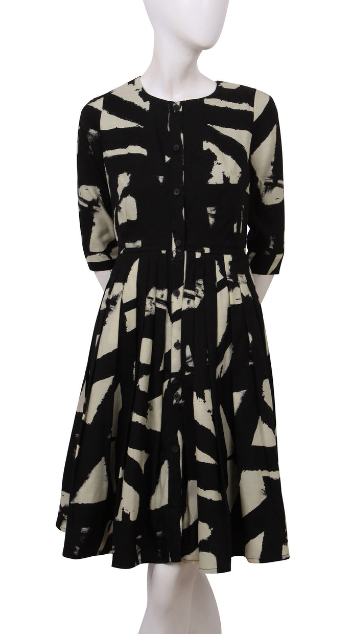 3/4 Sleeve | Kline Dark | Dark Black Ivory | Front | Dress By Samantha Sung