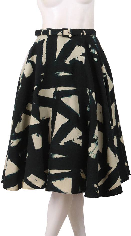Midi | Kline Dark | Dark Ivory Hunter Green | Front | Skirt By Samantha Sung