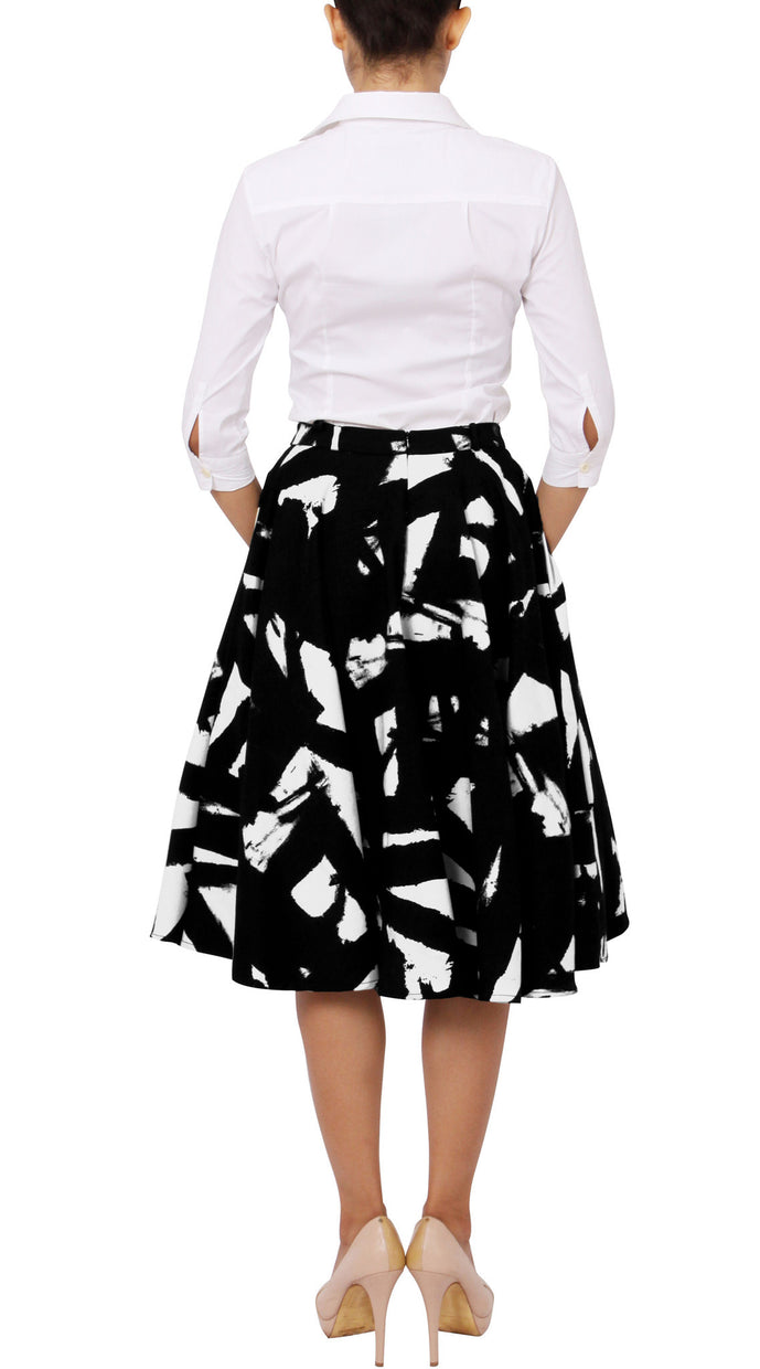 Midi | Kline | White Black | Back | Skirt By Samantha Sung