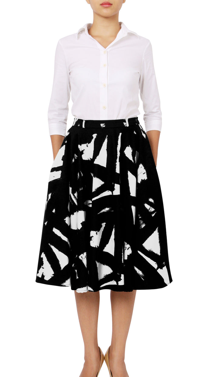Midi | Kline | White Black | Front | Skirt By Samantha Sung