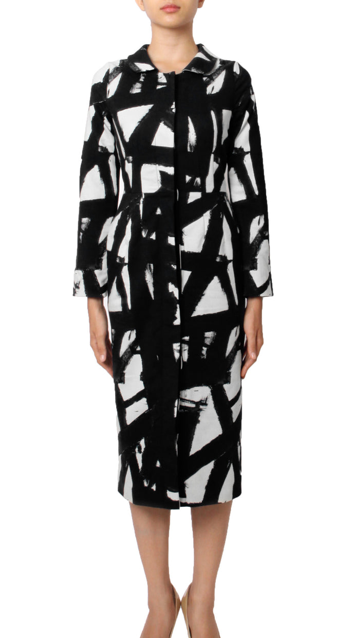 Long Sleeve | Kline | White Black | Front | Coat By Samantha Sung