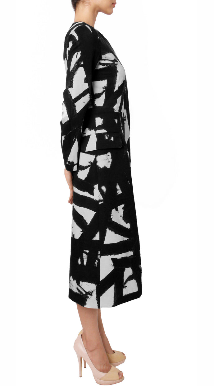 Long Sleeve | Kline | White Black | Right | Coat By Samantha Sung