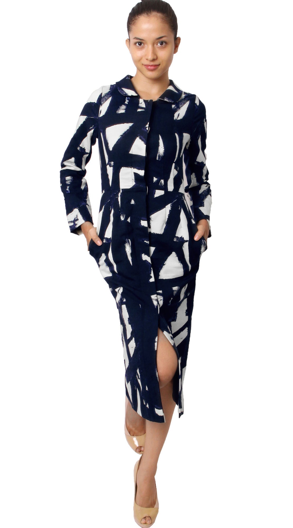 Long Sleeve | Kline | White Midnight Blue | Style | Coat By Samantha Sung