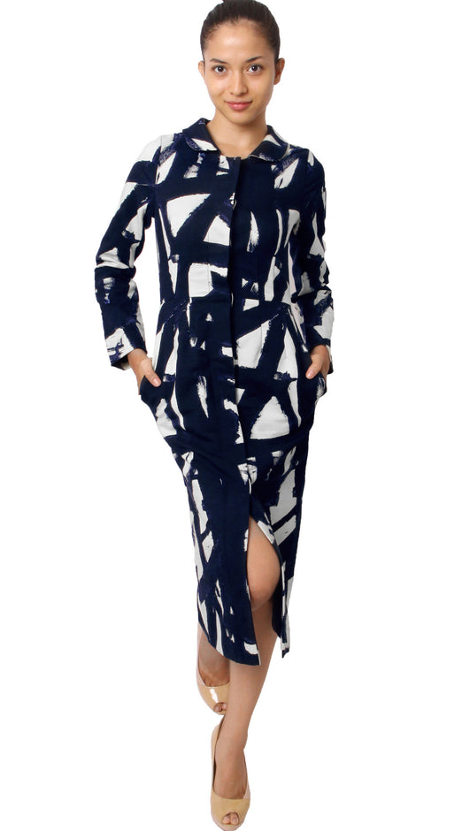 Long Sleeve | Kline | White Midnight Blue | Style | Coat By Samantha Sung