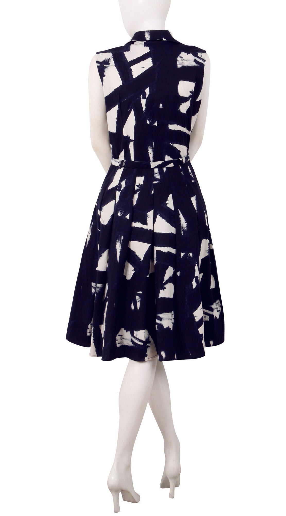 Sleeveless | Kline | White Midnight Blue | Back | Shirt Dress By Samantha Sung