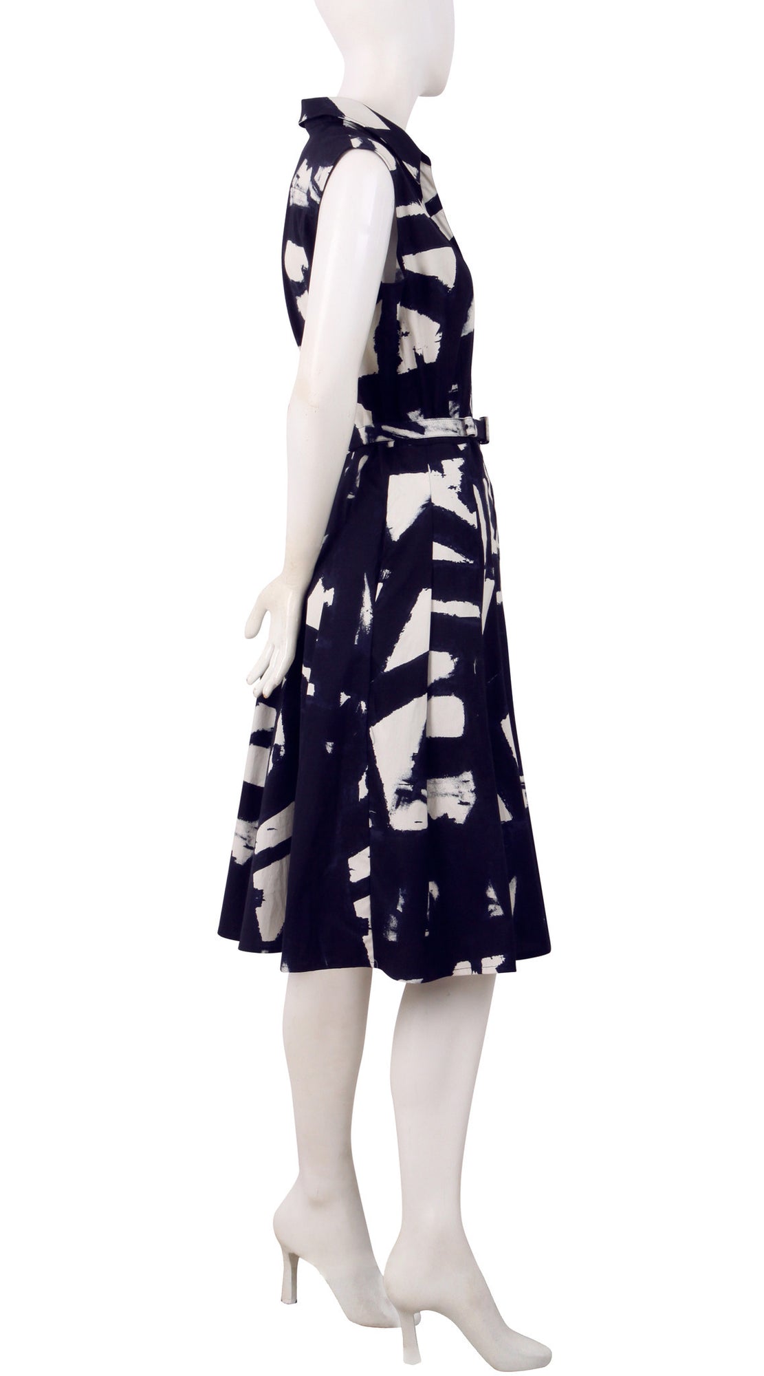 Sleeveless | Kline | White Midnight Blue | Right | Shirt Dress By Samantha Sung