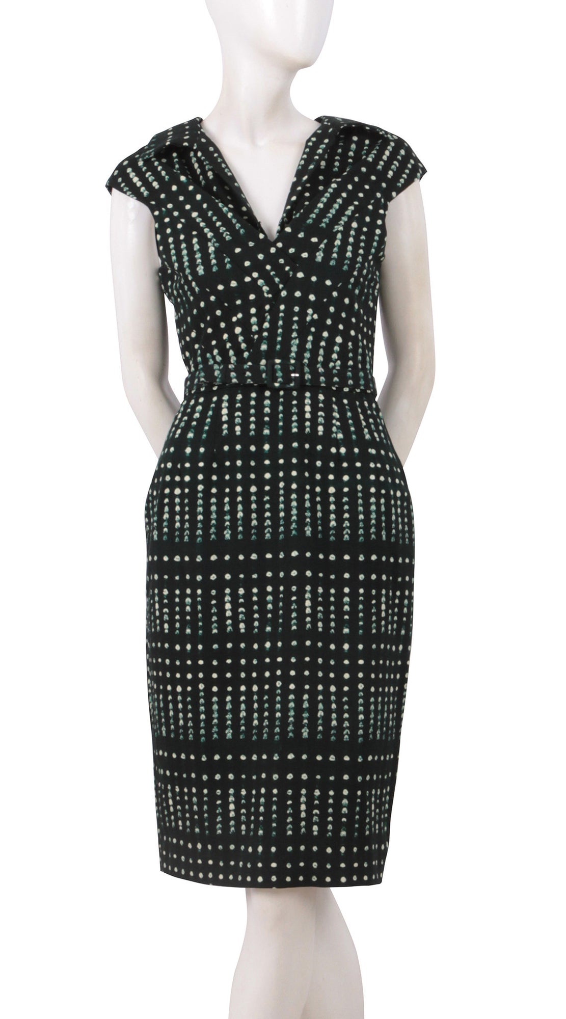 Cap Sleeve | Knot Shibori | Dark Jade Ivory | Front | Dress By Samantha Sung