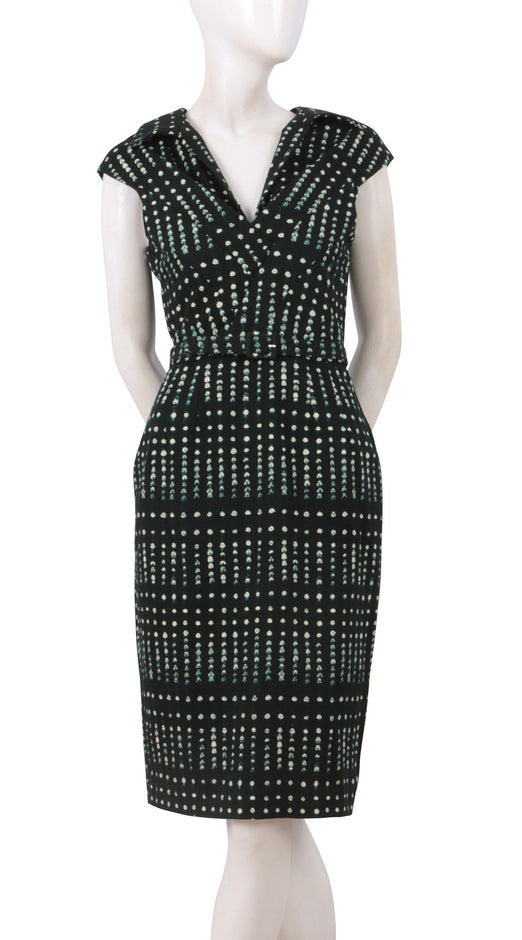 Cap Sleeve | Knot Shibori | Dark Jade Ivory | Front | Dress By Samantha Sung