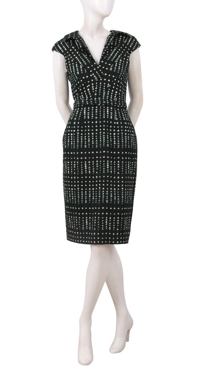 Cap Sleeve | Knot Shibori | Dark Jade Ivory | Front | Dress By Samantha Sung
