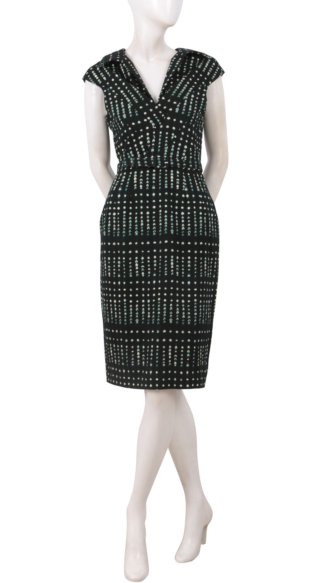 Cap Sleeve | Knot Shibori | Dark Jade Ivory | Front | Dress By Samantha Sung