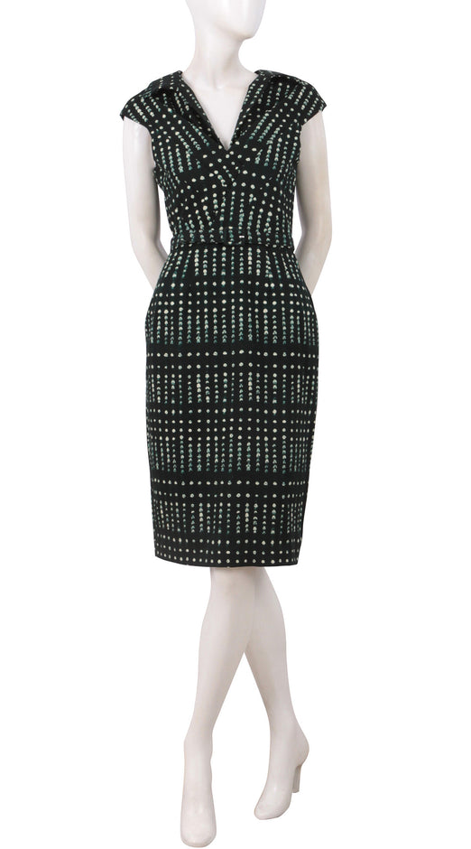 Cap Sleeve | Knot Shibori | Dark Jade Ivory | Front | Dress By Samantha Sung
