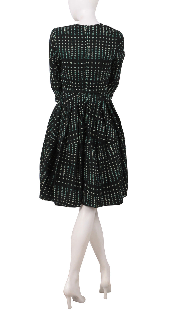 3/4 Sleeve | Knot Shibori | Dark Jade Ivory | Back | Dress By Samantha Sung