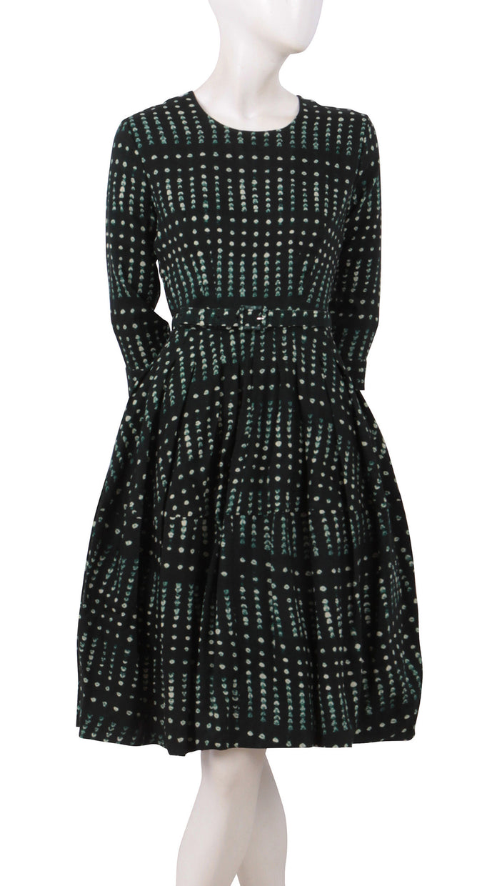 3/4 Sleeve | Knot Shibori | Dark Jade Ivory | Front | Dress By Samantha Sung
