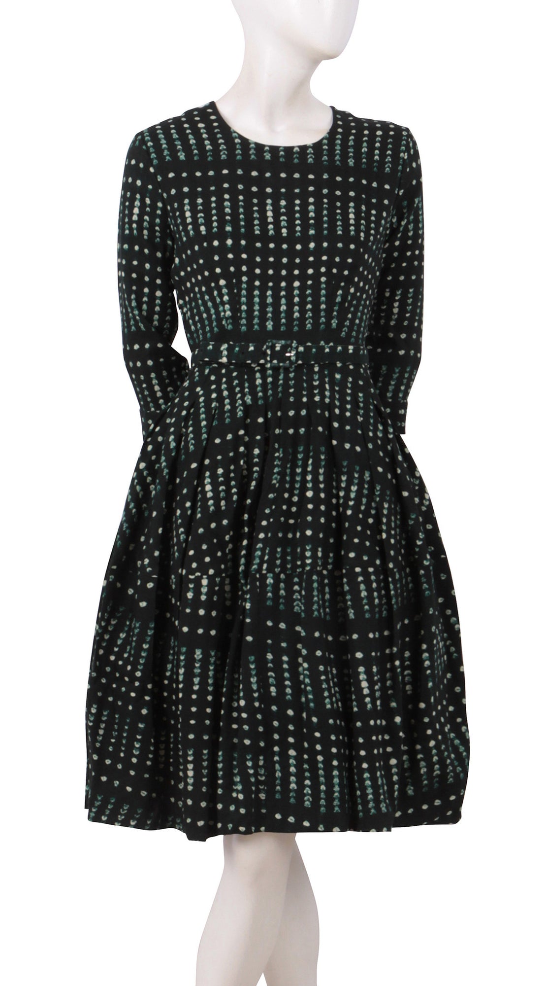3/4 Sleeve | Knot Shibori | Dark Jade Ivory | Front | Dress By Samantha Sung