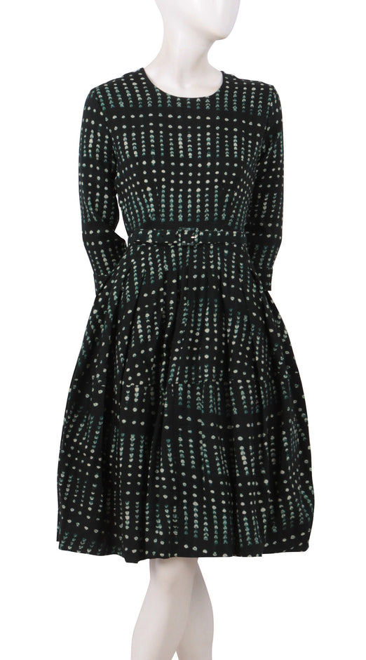 3/4 Sleeve | Knot Shibori | Dark Jade Ivory | Front | Dress By Samantha Sung