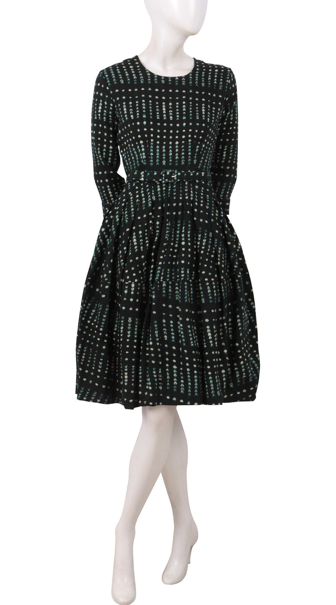 3/4 Sleeve | Knot Shibori | Dark Jade Ivory | Front | Dress By Samantha Sung