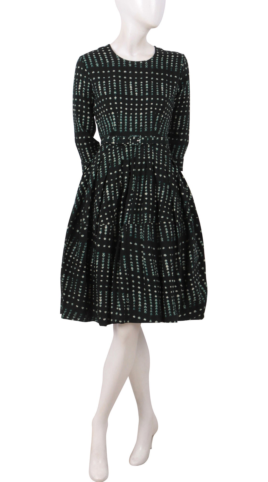 3/4 Sleeve | Knot Shibori | Dark Jade Ivory | Front | Dress By Samantha Sung