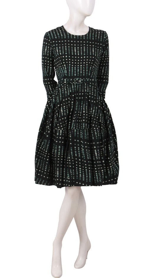 3/4 Sleeve | Knot Shibori | Dark Jade Ivory | Front | Dress By Samantha Sung