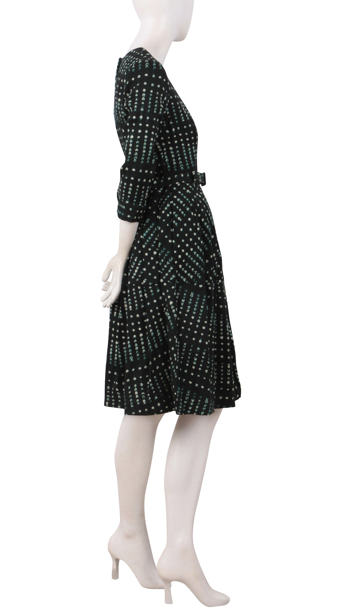 3/4 Sleeve | Knot Shibori | Dark Jade Ivory | Right | Dress By Samantha Sung