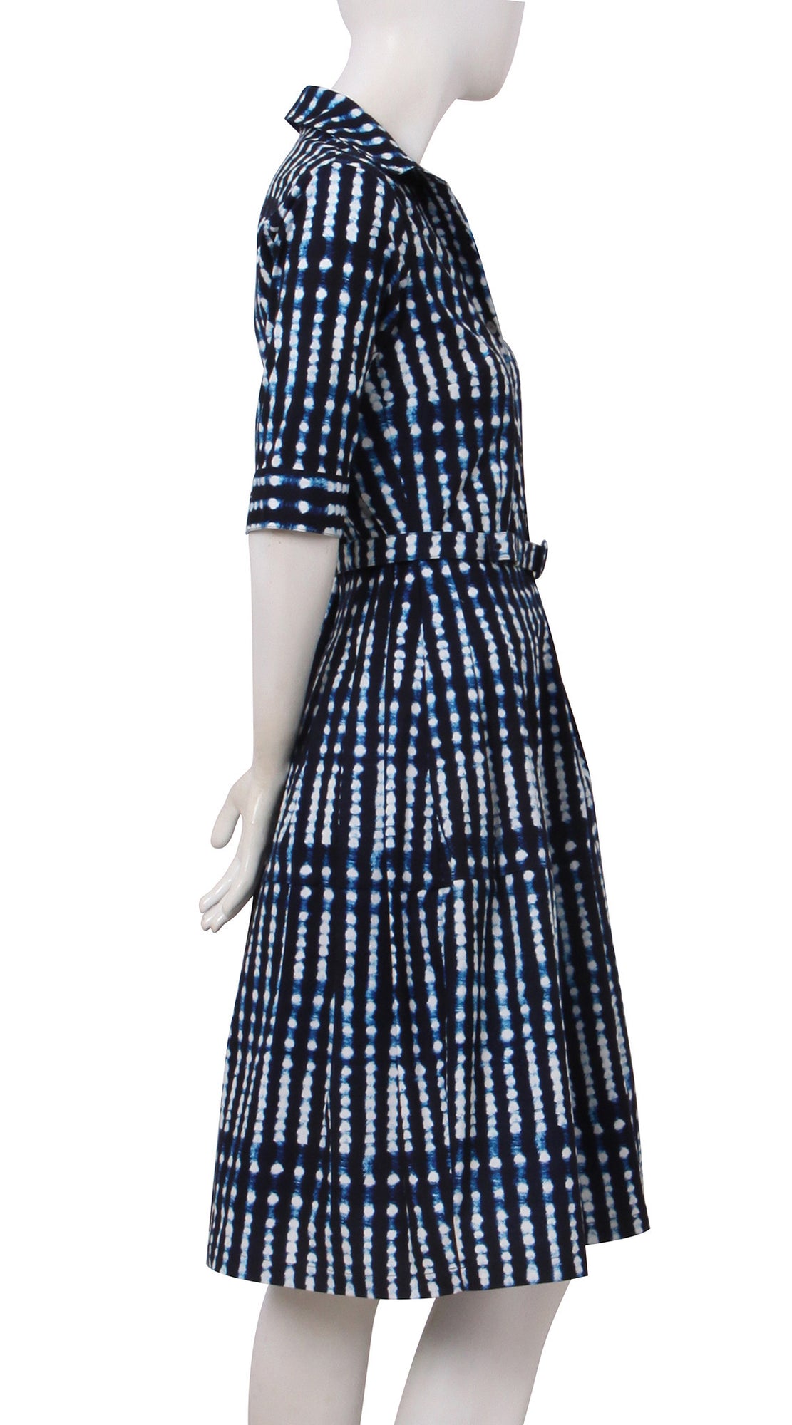 1/2 Sleeve | Knot Shibori | Midnight Blue White | Right | Shirt Dress By Samantha Sung