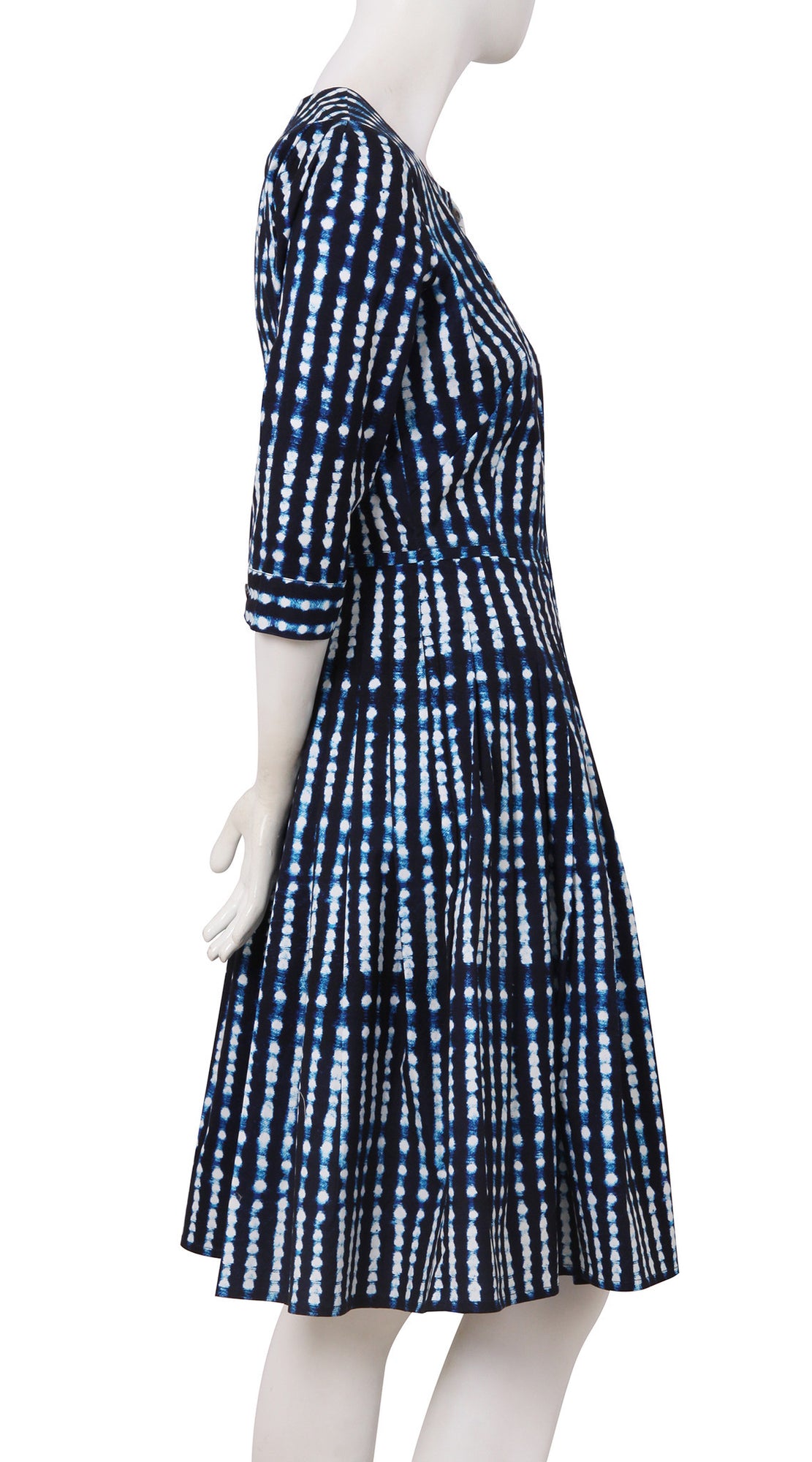 3/4 Sleeve | Knot Shibori | Midnight Blue White | Right | Dress By Samantha Sung