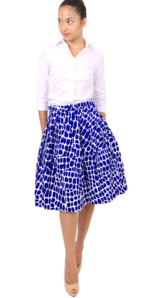 Regular | Love Pyhon | White Cobalt Blue | Front-1 | Skirt By Samantha Sung
