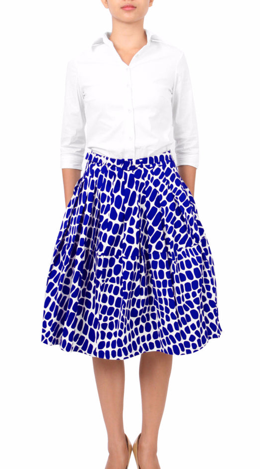 Regular | Love Pyhon | White Cobalt Blue | Front-1 | Skirt By Samantha Sung