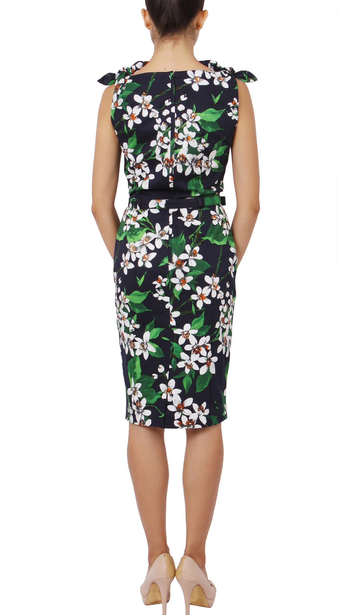 Tie Shoulder | Magnolia | Black White | Back | Dress By Samantha Sung