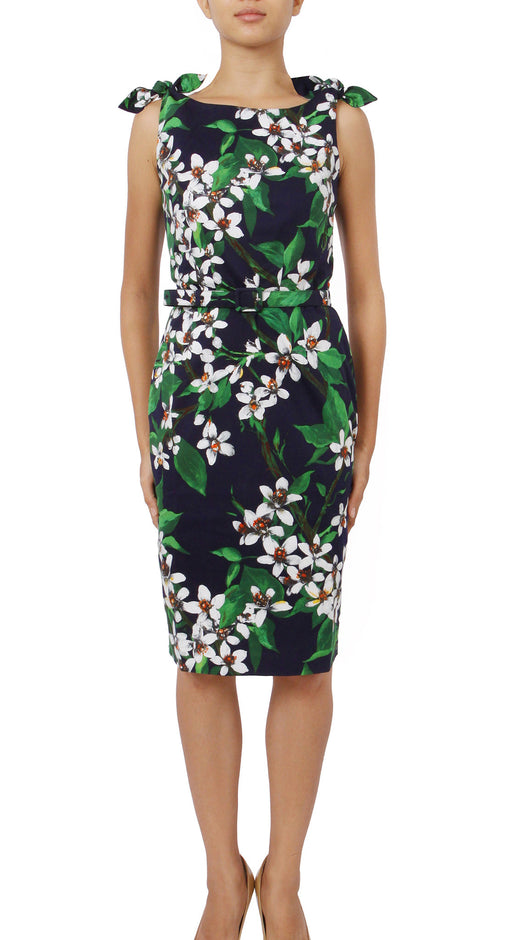 Tie Shoulder | Magnolia | Black White | Front-1 | Dress By Samantha Sung
