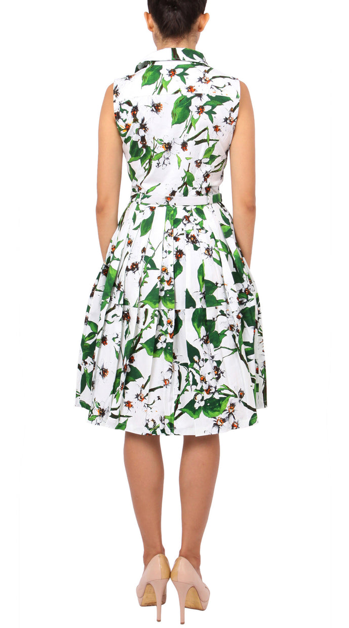 Sleeveless | Magnolia | White White | Back | Shirt Dress By Samantha Sung