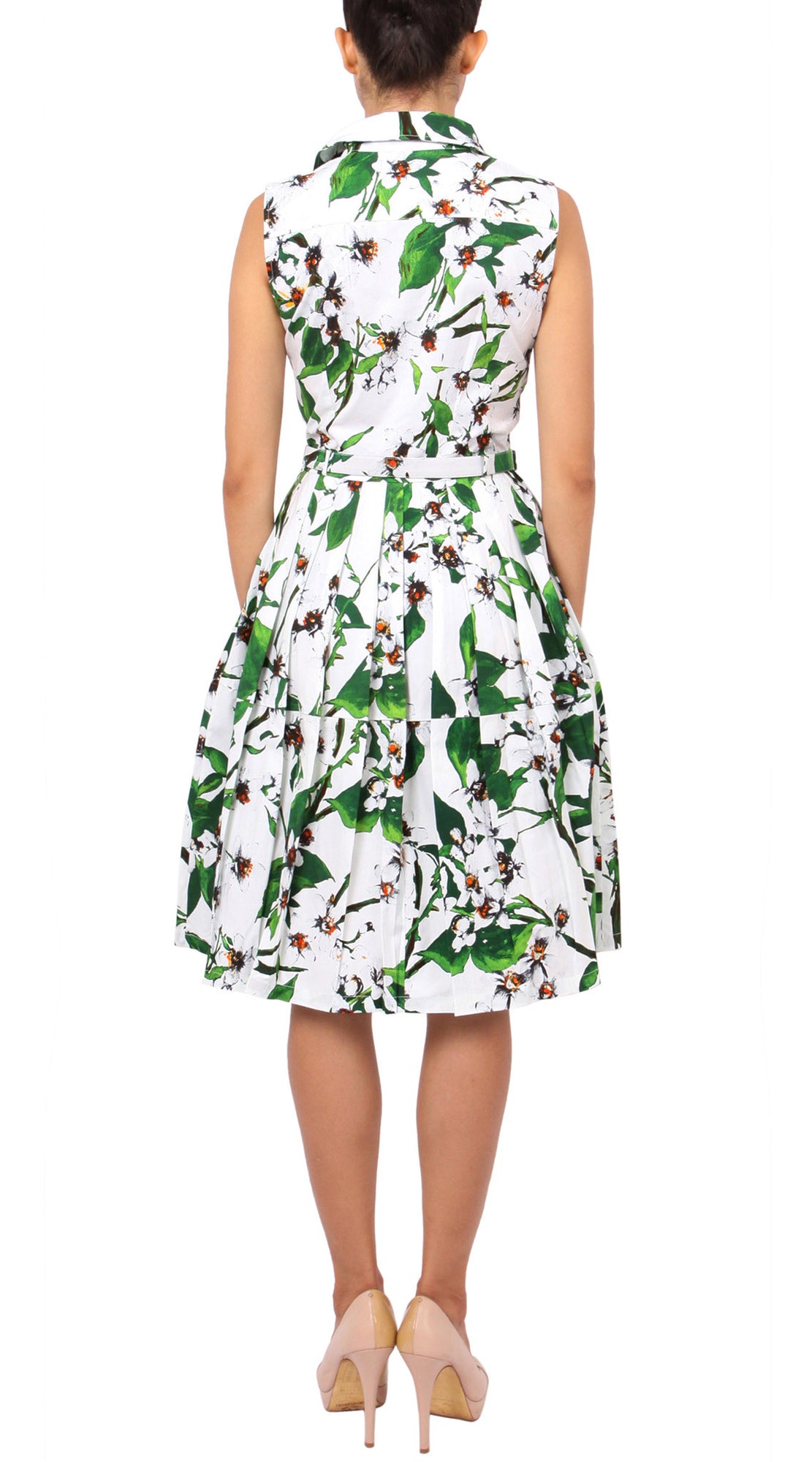 Sleeveless | Magnolia | White White | Back | Shirt Dress By Samantha Sung