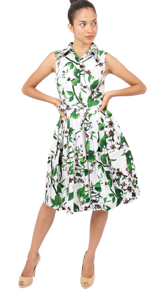 Sleeveless | Magnolia | White White | Front-1 | Shirt Dress By Samantha Sung