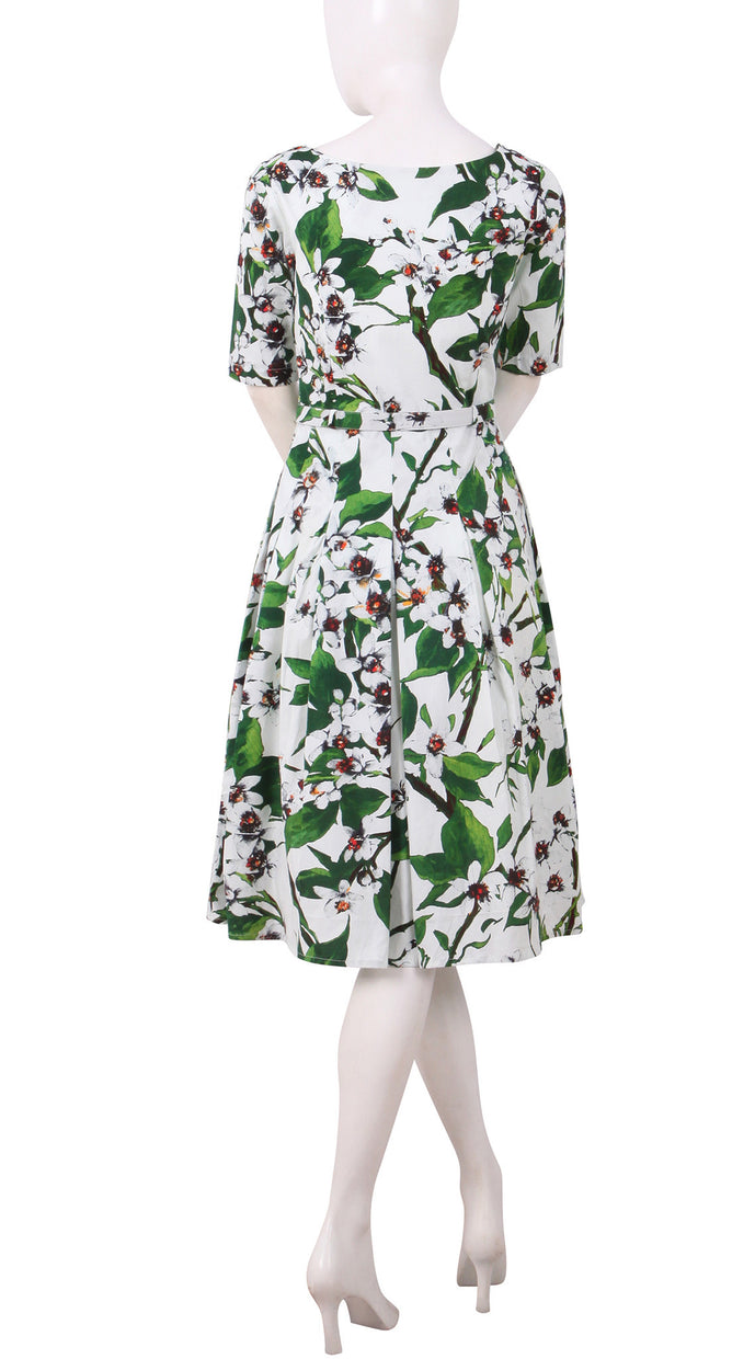 1/2 Sleeve | Magnolia | White White | Back | Dress By Samantha Sung