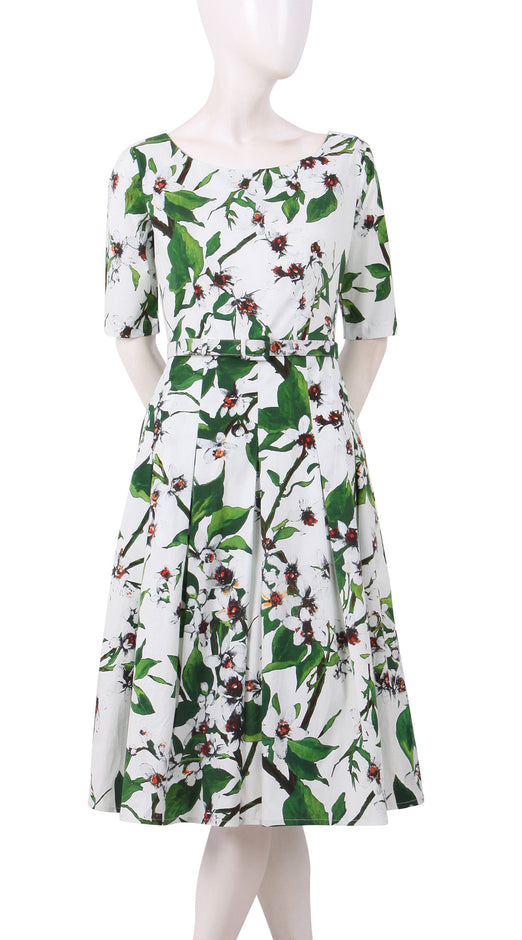1/2 Sleeve | Magnolia | White White | Front | Dress By Samantha Sung