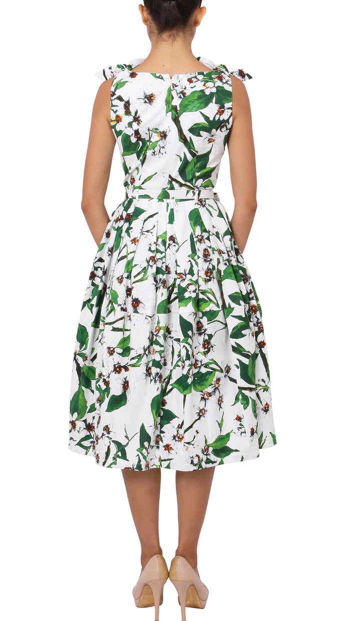Tie Shoulder | Magnolia | White White | Back | Dress By Samantha Sung