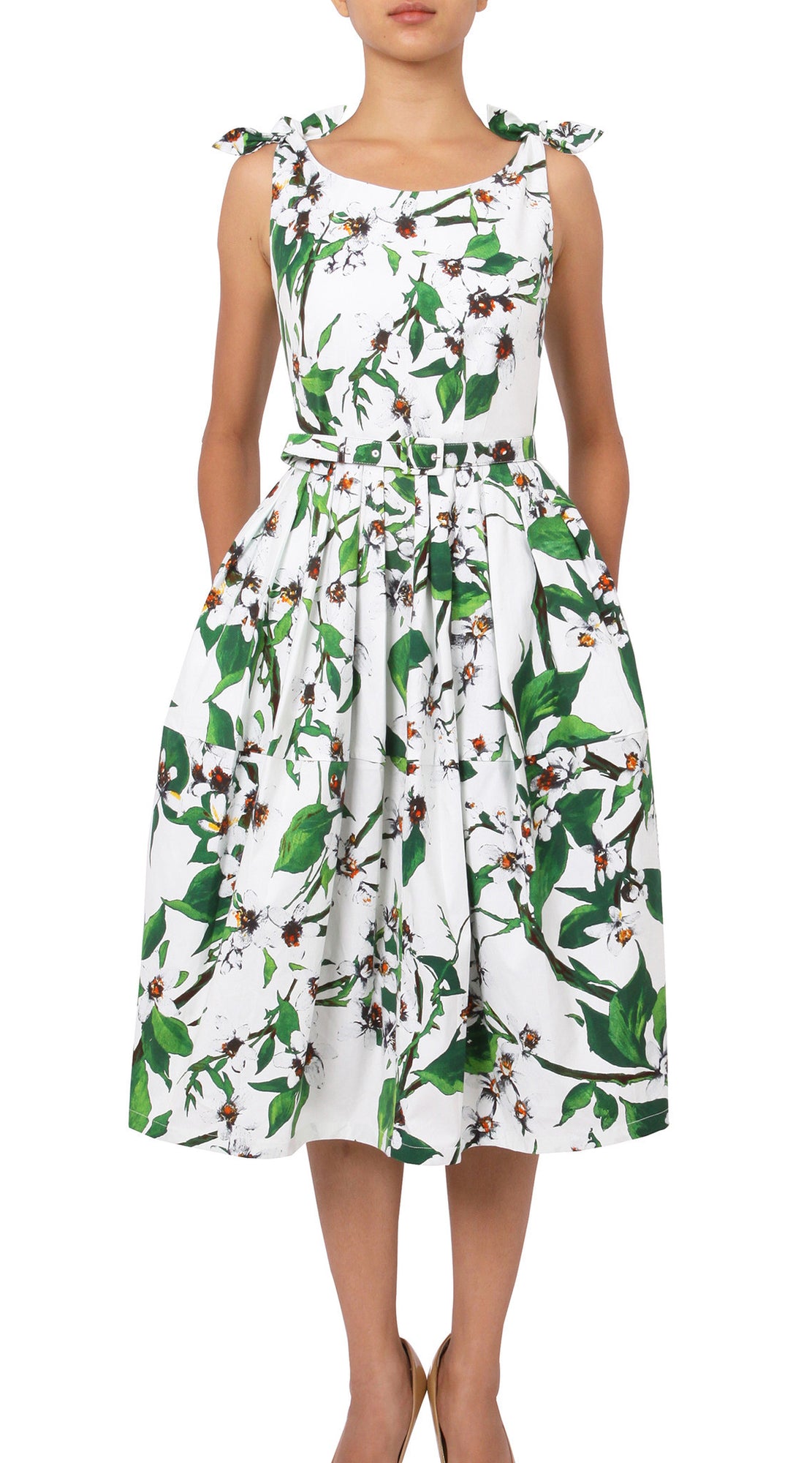 Tie Shoulder | Magnolia | White White | Front | Dress By Samantha Sung