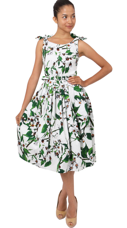 Tie Shoulder | Magnolia | White White | Front | Dress By Samantha Sung