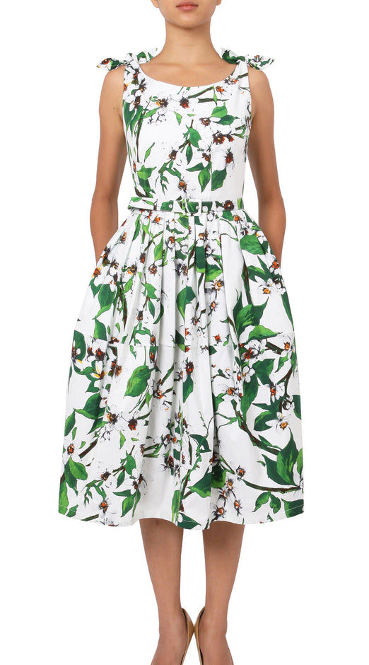 Tie Shoulder | Magnolia | White White | Front | Dress By Samantha Sung