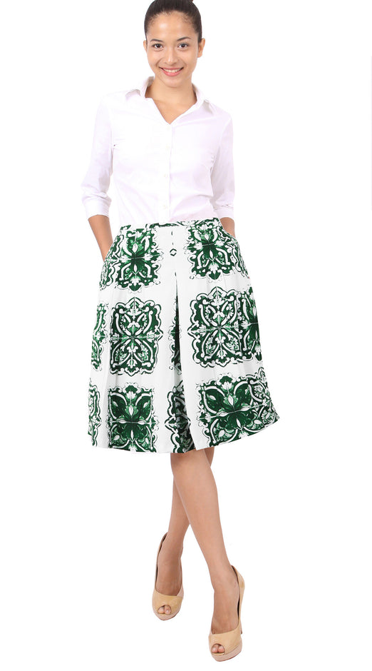 Regular | Maiolica | White Ivy Green | Front | Skirt By Samantha Sung